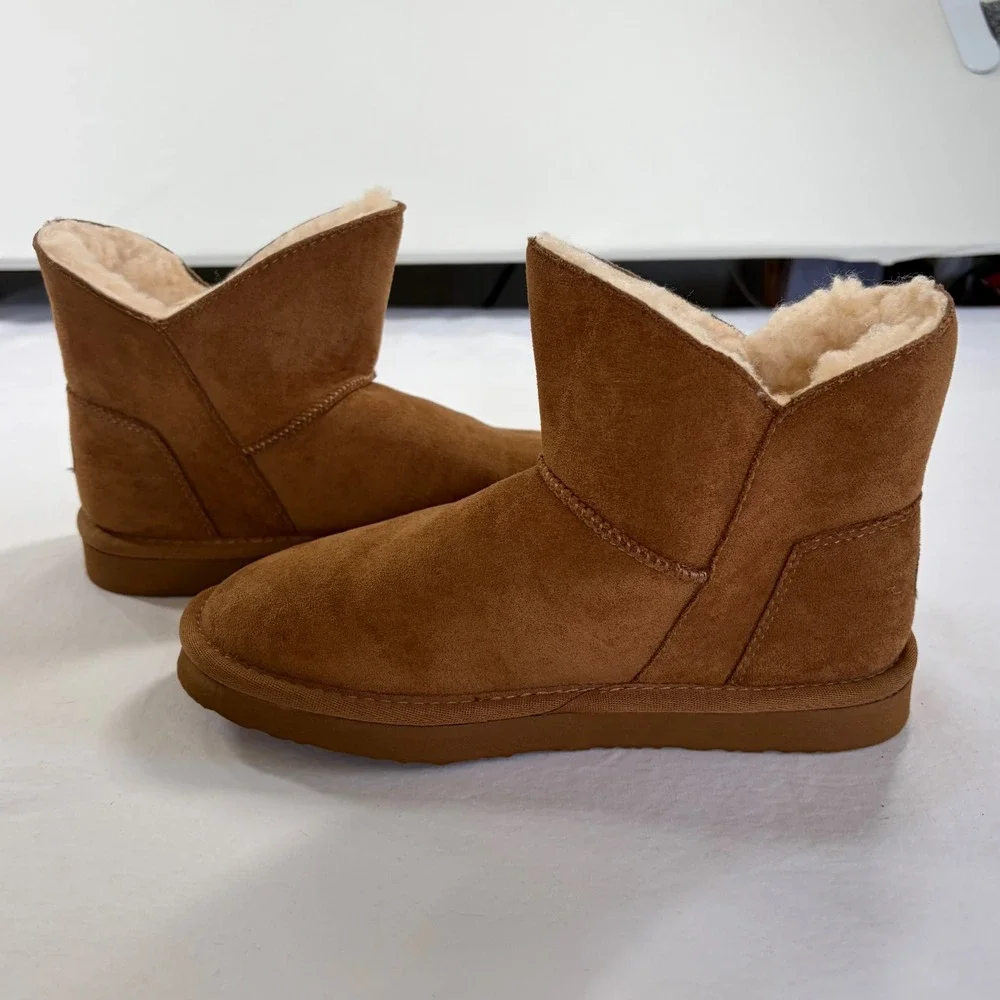 Pawz by Bearpaw Kids Chestnut Brown Suede Bow Ankle Boots WM20648Y Size 3